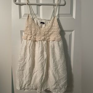 Zara white and cream linen and knit dress